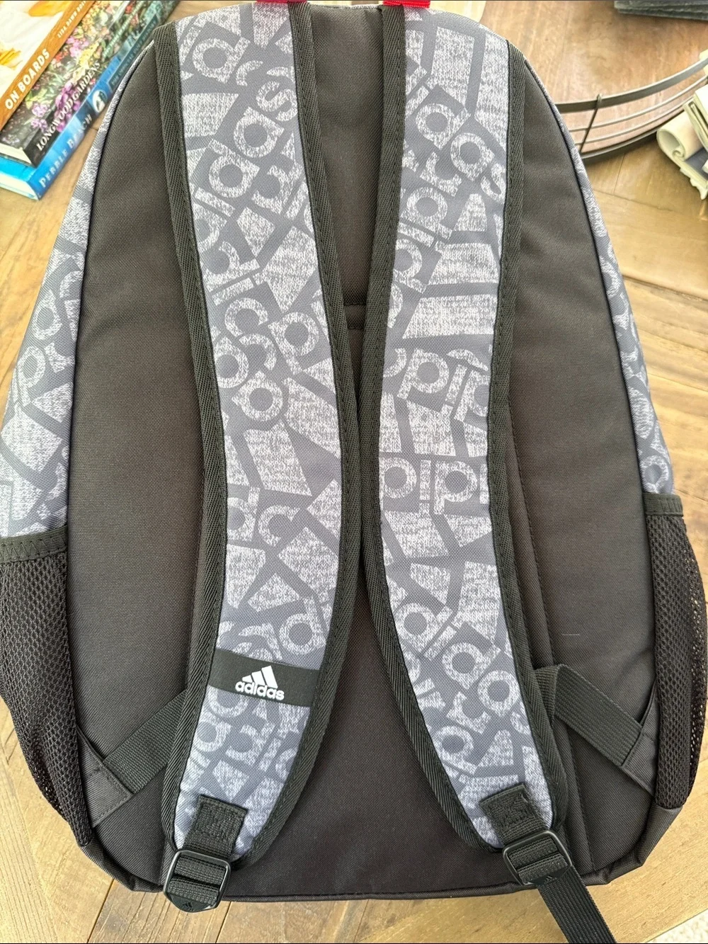 adidas Men's Grey LogoBackpack with Red Accents